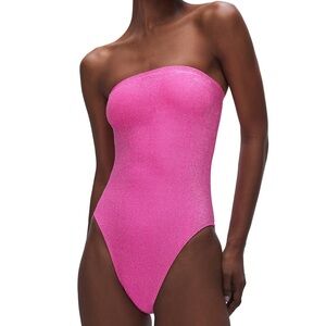 Good American Shimmering Pink One Piece Swimsuit
